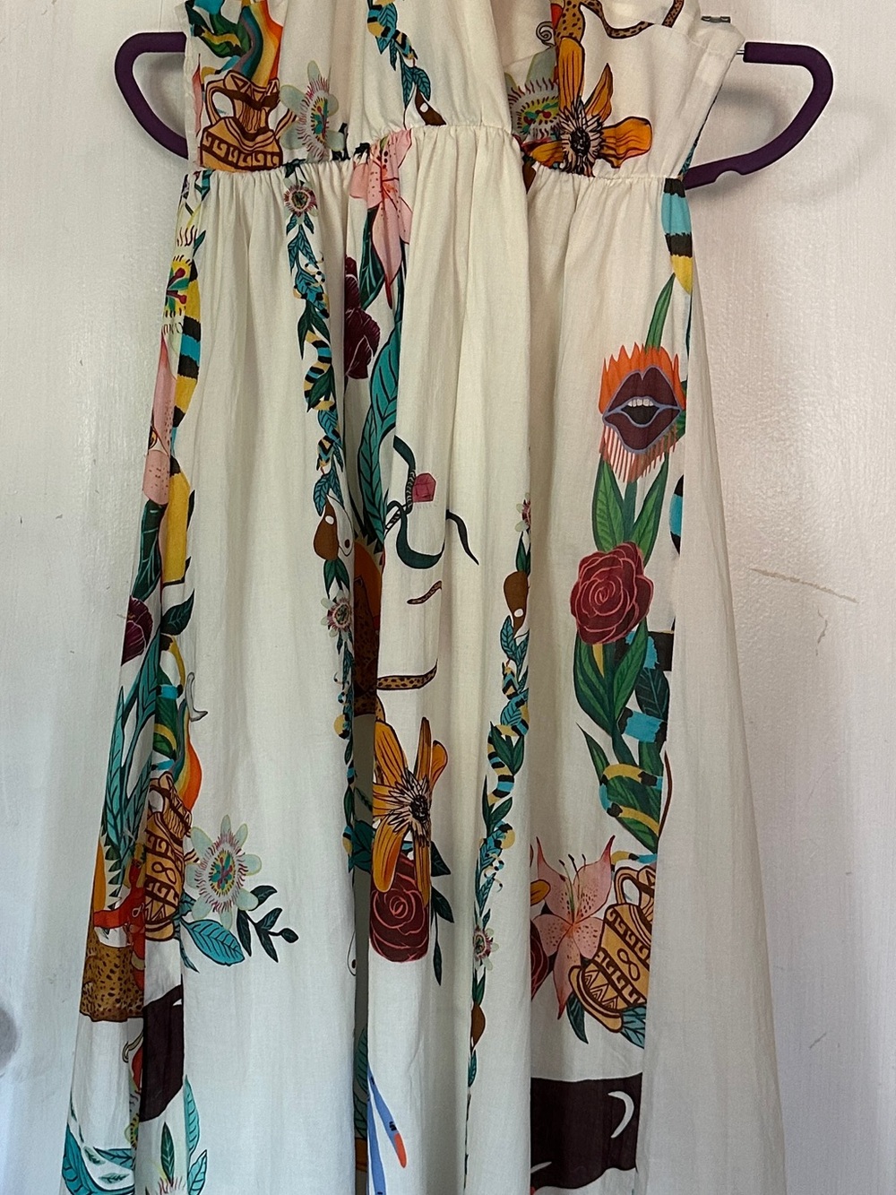 Women's White Maxi Dress with Floral Print